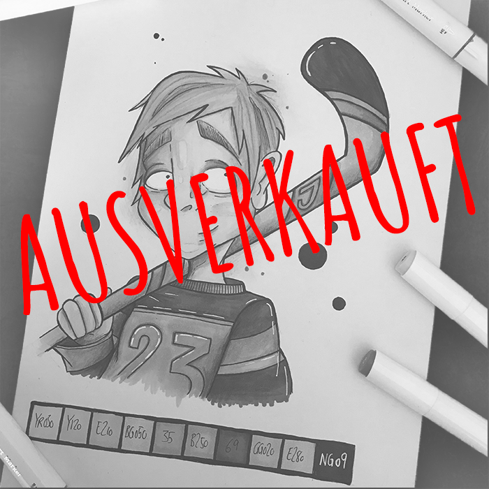 Original-Handzeichnung gerahmt, signiertes Unikat