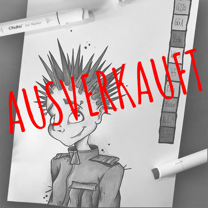 Original-Handzeichnung gerahmt, signiertes Unikat